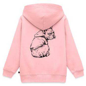 Französischer Bulldog Kuschelpullover - Kinder Premium Organic Zip Hoodie - Rosa - Hinten - AI Model Kid Female (0cm)
