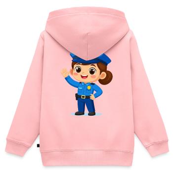 Comic-Polizistin winkt lachend – Lustiges Design - Kinder Premium Organic Zip Hoodie - Rosa - Hinten - AI Model Kid Female (0cm)