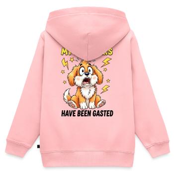 Lustig, meine Flabbers wurden Gasted Dog Design - Kinder Premium Organic Zip Hoodie - Rosa - Hinten - AI Model Kid Female (0cm)