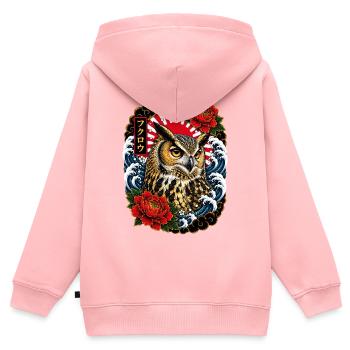 Eule im japanischen Irezumi Tattoo Stil - Kinder Premium Organic Zip Hoodie - Rosa - Hinten - AI Model Kid Female (0cm)