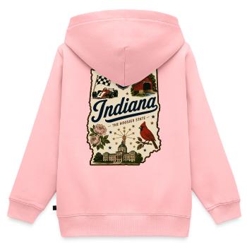 Indiana Hoosier State Vintage Travel Sticker - Kids Premium Organic Zip-up Hoodie - rose - Back - AI Model Kid Female (0cm)