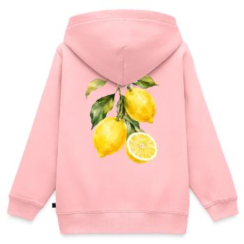 Zitronen Aquarell Motiv - Kinder Premium Organic Zip Hoodie - Rosa - Hinten - AI Model Kid Female (0cm)