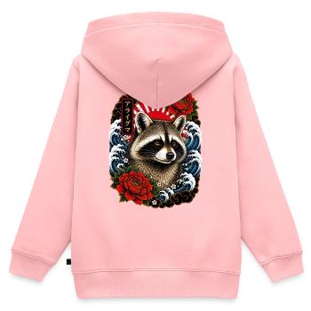 Waschbär im japanischen Irezumi Tattoo Stil - Kinder Premium Organic Zip Hoodie - Rosa - Hinten - AI Model Kid Female (0cm)