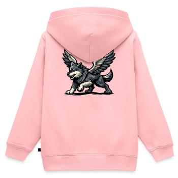 Flügelwolf Majestätisch - Kinder Premium Organic Zip Hoodie - Rosa - Hinten - AI Model Kid Female (0cm)