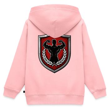 Kraftschild Muskelpower Emblem - Kinder Premium Organic Zip Hoodie - Rosa - Hinten - AI Model Kid Female (0cm)