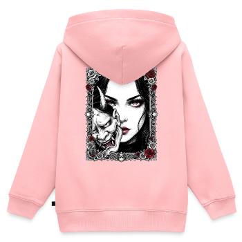 Gothisches Maskenporträt - Kinder Premium Organic Zip Hoodie - Rosa - Hinten - AI Model Kid Female (0cm)