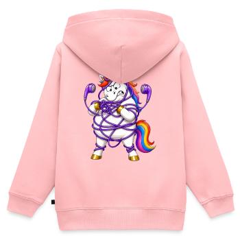 Einhorn in Ohrhörern verheddert - Kinder Premium Organic Zip Hoodie - Rosa - Hinten - AI Model Kid Female (0cm)