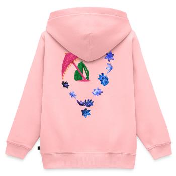 Glitzernder Regenschirm und Blütenring - Kinder Premium Organic Zip Hoodie - Rosa - Hinten - AI Model Kid Female (0cm)