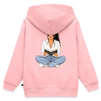 Lesen ist meine Auszeit – Bücherliebe Booklover - Kinder Premium Organic Zip Hoodie - Rosa - Hinten - AI Model Kid Female (0cm)