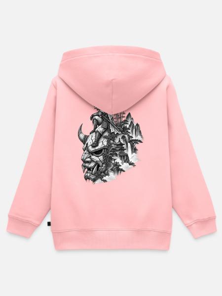 Samuraigeist über Berglandschaft - Kinder Premium Organic Zip Hoodie - Rosa