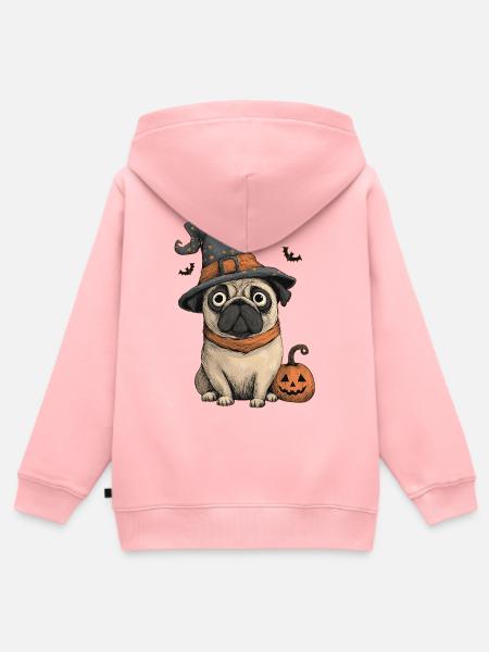Mops Halloween - Kinder Premium Organic Zip Hoodie - Rosa
