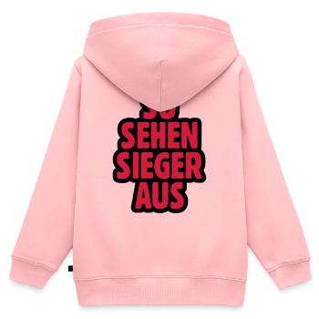 SO SEHEN SIEGER AUS - Kinder Premium Organic Zip Hoodie - Rosa - Hinten - AI Model Kid Female (0cm)