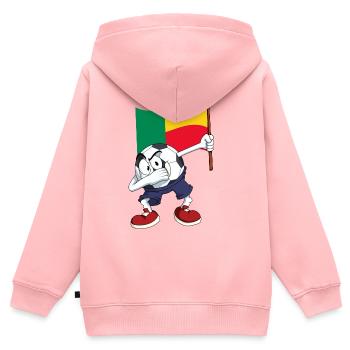 Bénin tamponnant Football - Sweat Premium à capuche zippé enfant bio - rose - Dos - AI Model Kid Female (0cm)