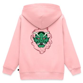 Japan Demon - vert - Sweat Premium à capuche zippé enfant bio - rose - Dos - AI Model Kid Female (0cm)
