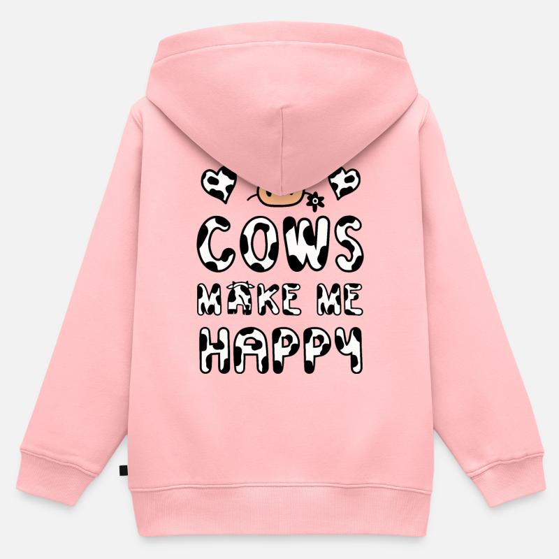 Vache Vaches - Sweat Premium à capuche zippé enfant bio - rose
