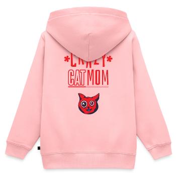Maman chat folle - Sweat Premium à capuche zippé enfant bio - rose - Dos - AI Model Kid Female (0cm)