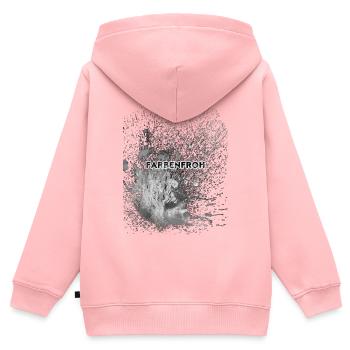 FARBENFROH Splatter Noir - Kinder Premium Organic Zip Hoodie - Rosa - Hinten - AI Model Kid Female (0cm)