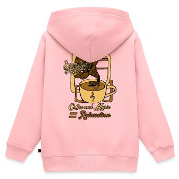 Kaffee und Musik ist Entspannung - Kinder Premium Organic Zip Hoodie - Rosa - Hinten - AI Model Kid Female (0cm)