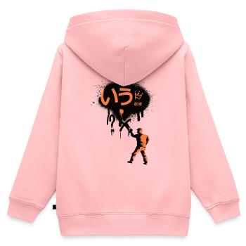 Abstrakt Sprayer Logo - Kinder Premium Organic Zip Hoodie - Rosa - Hinten - AI Model Kid Female (0cm)