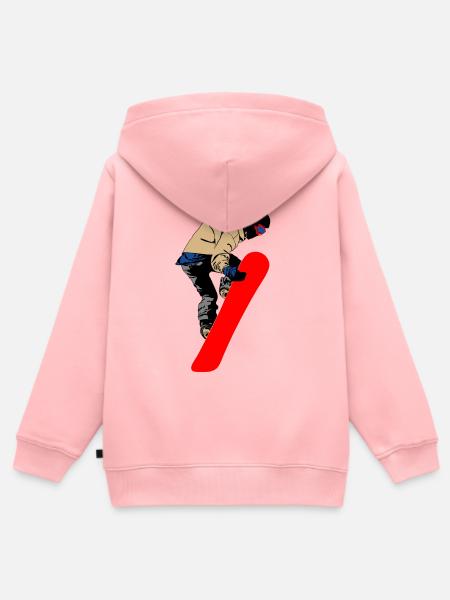 Snowboarder - Kinder Premium Organic Zip Hoodie - Rosa