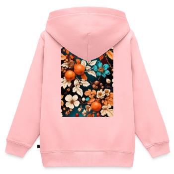 Herbst Blumen mit Mandarinen und Nüsse - Kinder Premium Organic Zip Hoodie - Rosa - Hinten - AI Model Kid Female (0cm)