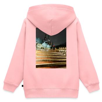 Kölner Dom - Kinder Premium Organic Zip Hoodie - Rosa - Hinten - AI Model Kid Female (0cm)