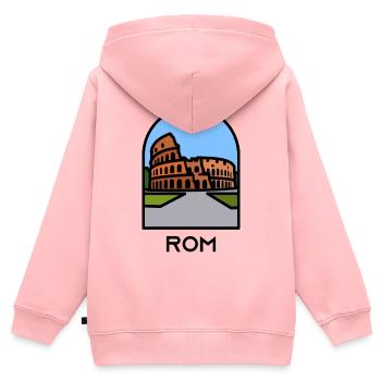 Rom - Kolosseum - Kinder Premium Organic Zip Hoodie - Rosa - Hinten - AI Model Kid Female (0cm)