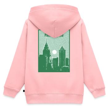 Philadelphia Skyline Druck - Kinder Premium Organic Zip Hoodie - Rosa - Hinten - AI Model Kid Female (0cm)