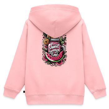 Sommerliche Fruchttrinktasche - Kinder Premium Organic Zip Hoodie - Rosa - Hinten - AI Model Kid Female (0cm)