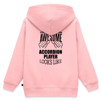 Akkordeon, Akkordeon, Akkordeon - Kinder Premium Organic Zip Hoodie - Rosa - Hinten - AI Model Kid Female (0cm)
