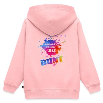 Jetzt wird´s mir aber zu bunt - bunter Farbklecks  - Kinder Premium Organic Zip Hoodie - Rosa - Hinten - AI Model Kid Female (0cm)