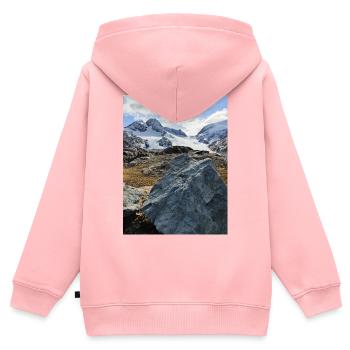 Glacier Saint Solin d'Arves - Sweat Premium à capuche zippé enfant bio - rose - Dos - AI Model Kid Female (0cm)