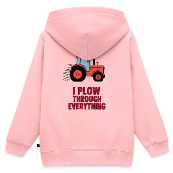 I Plow Through Everything - Kinder Premium Organic Zip Hoodie - Rosa - Hinten - AI Model Kid Female (0cm)