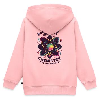 Problèmes de liaison ? La chimie a la réponse - Sweat Premium à capuche zippé enfant bio - rose - Dos - AI Model Kid Female (0cm)