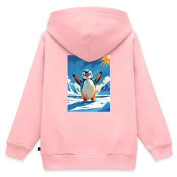 Winziger Pinguin in der pulsierenden Arktis - Kinder Premium Organic Zip Hoodie - Rosa - Hinten - AI Model Kid Female (0cm)