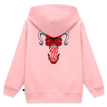 "HELLSKULL – Dämonisches Gebrüll" - Kinder Premium Organic Zip Hoodie - Rosa - Hinten - AI Model Kid Female (0cm)