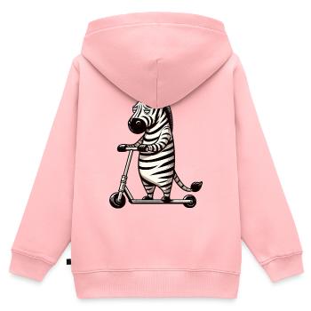 Witziges Zebra Roller Scooter Langeweile Cartoon - Kinder Premium Organic Zip Hoodie - Rosa - Hinten - AI Model Kid Female (0cm)