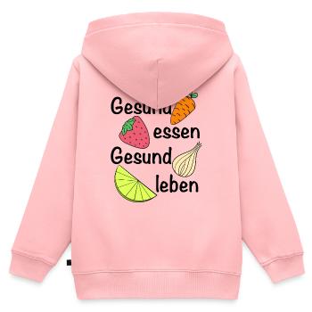 Gesund essen, gesund leben | Ernährung - Kinder Premium Organic Zip Hoodie - Rosa - Hinten - AI Model Kid Female (0cm)