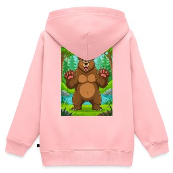 Braunbär – mächtiges Waldraubtier in Amerika - Kinder Premium Organic Zip Hoodie - Rosa - Hinten - AI Model Kid Female (0cm)