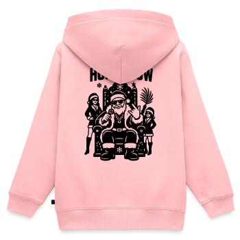 Santa Ho Ho Flow Rap - Kinder Premium Organic Zip Hoodie - Rosa - Hinten - AI Model Kid Female (0cm)