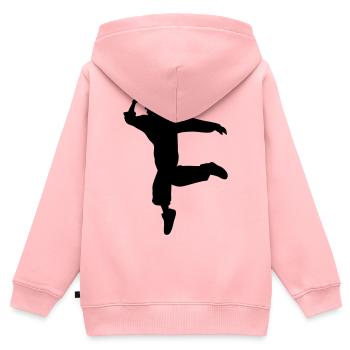 Silhouette B-Boy – Mouvement de breakdance - Sweat Premium à capuche zippé enfant bio - rose - Dos - AI Model Kid Female (0cm)