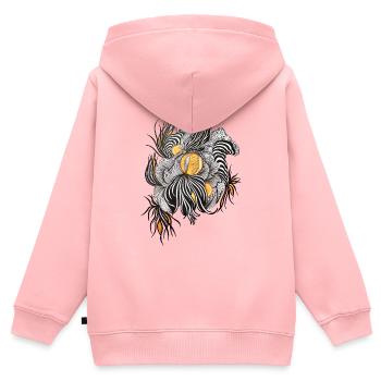 NoirBlüten Orange Akzente - Kinder Premium Organic Zip Hoodie - Rosa - Hinten - AI Model Kid Female (0cm)