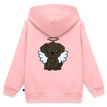 Hund mit Heiligenschein - Kinder Premium Organic Zip Hoodie - Rosa - Hinten - AI Model Kid Female (0cm)