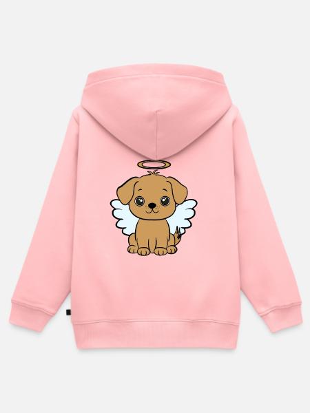 Hund mit Heiligenschein - Kinder Premium Organic Zip Hoodie - Rosa