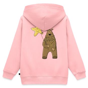 Ours avec étoile et guirlandes lumineuses - Sweat Premium à capuche zippé enfant bio - rose - Dos - AI Model Kid Female (0cm)
