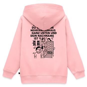 Mehrfamilienhaus Lustig Licht - Kinder Premium Organic Zip Hoodie - Rosa - Hinten - AI Model Kid Female (0cm)