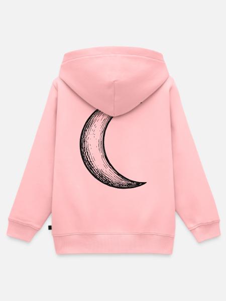 Handgezeichnete Mondsichel Skizze - Kinder Premium Organic Zip Hoodie - Rosa