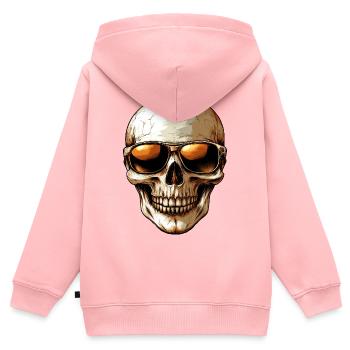 Crâne chic - Sweat Premium à capuche zippé enfant bio - rose - Dos - AI Model Kid Female (0cm)