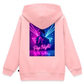 Boombox-Pop-Nacht – Achtzigerjahre-Soundstil - Kinder Premium Organic Zip Hoodie - Rosa - Hinten - AI Model Kid Female (0cm)