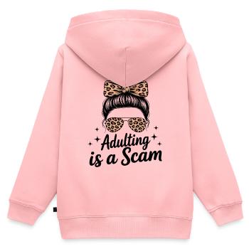 adulting_is_a_scam_png1 - Kinder Premium Organic Zip Hoodie - Rosa - Hinten - AI Model Kid Female (0cm)